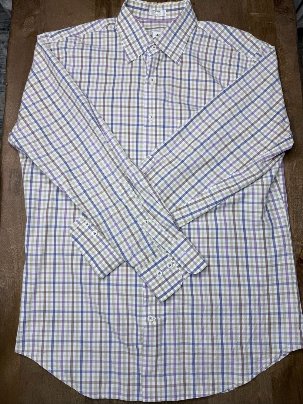 Peter Millar Check Dress Shirt - Lavender & Tan
